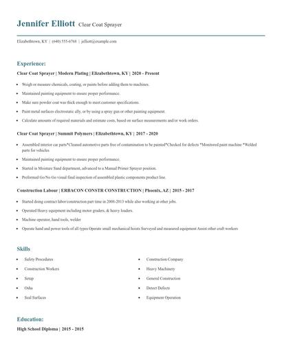 Clear Coat Sprayer Resume