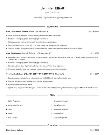 Clear Coat Sprayer Resume