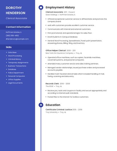 Clerical Associate Resume
