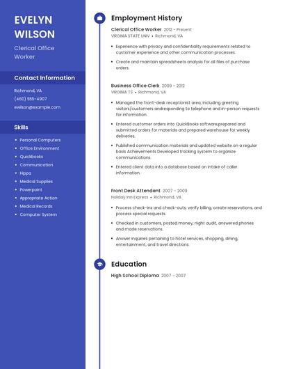 Clerical Office Worker Resume