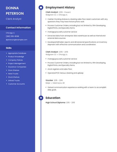 Clerk Analyst Resume
