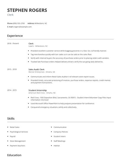 Clerk Resume