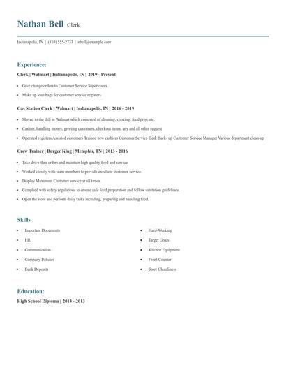 Clerk Resume