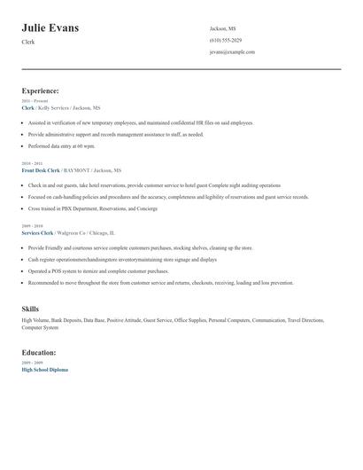 Clerk Resume
