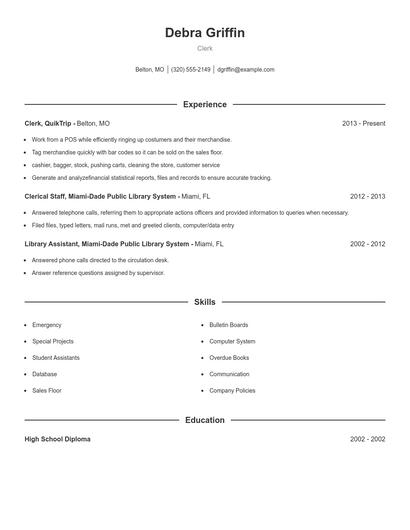 Clerk Resume