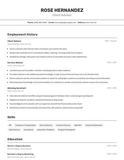 Resume example 2
