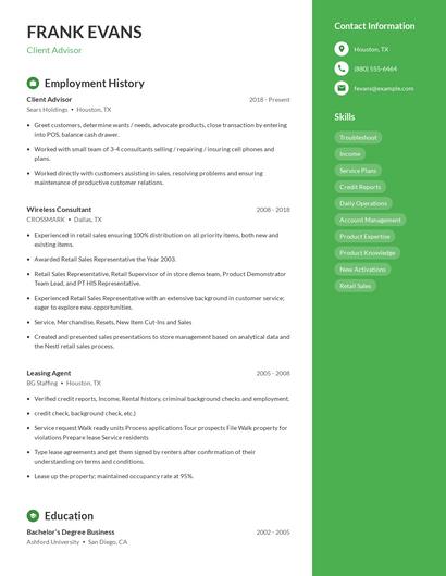 Resume example 5