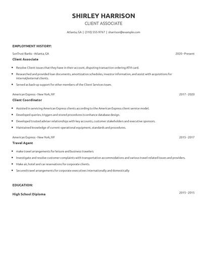 Client Associate Resume