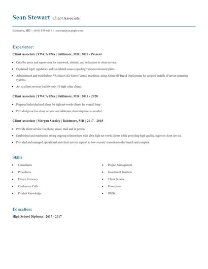 Client Associate Resume