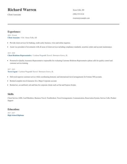 Client Associate Resume