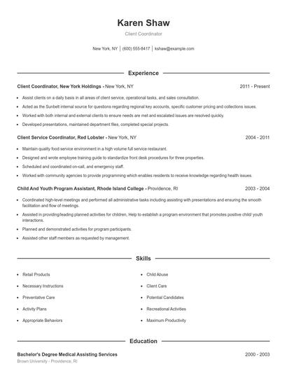 Resume example 1