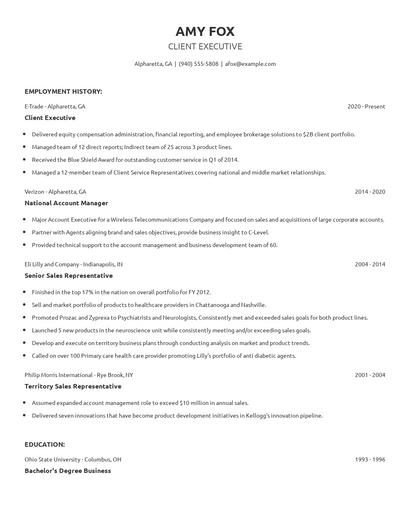 Client Executive Resume