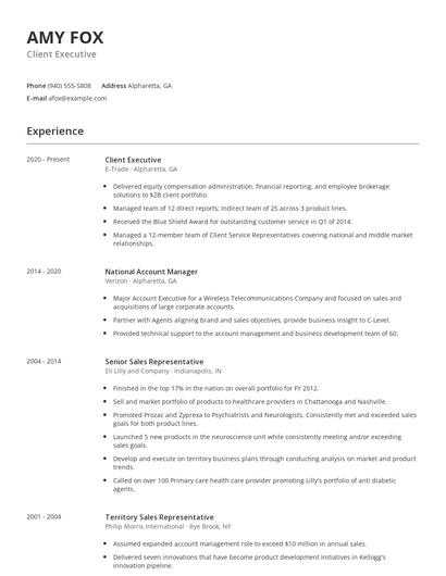 Client Executive Resume