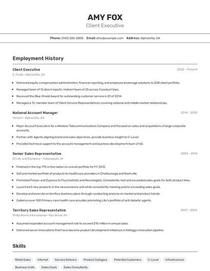 Client Executive Resume