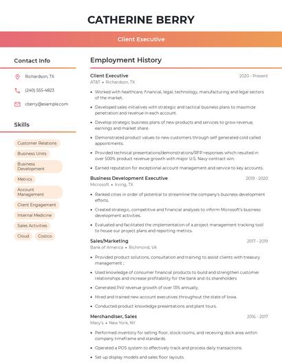 Client Executive Resume