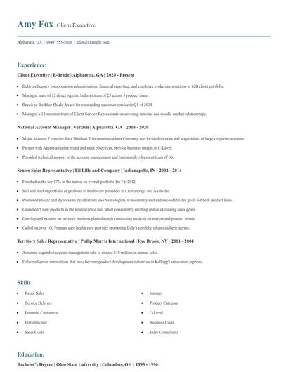 Client Executive Resume