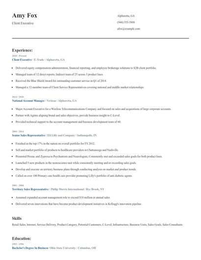 Client Executive Resume
