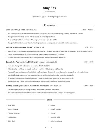 Client Executive Resume
