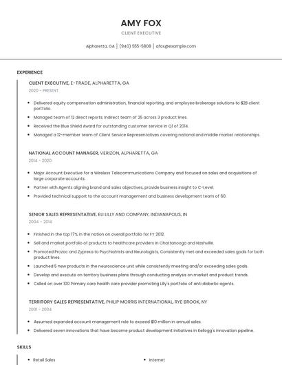 Client Executive Resume