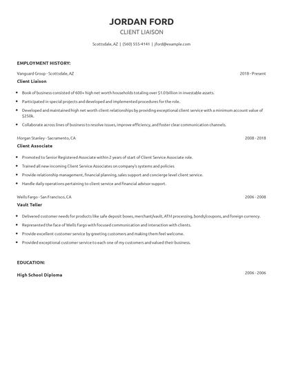Client Liaison Resume
