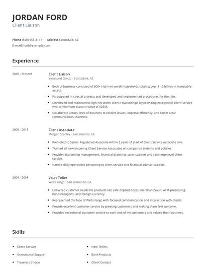 Client Liaison Resume