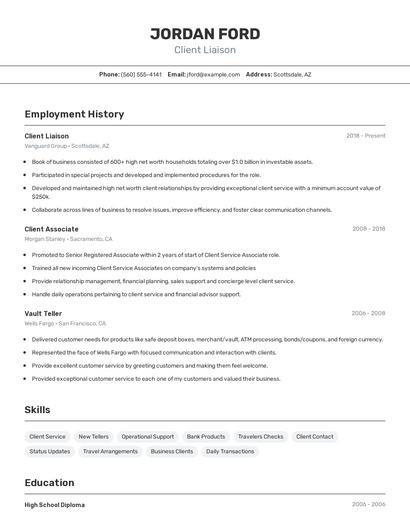 Client Liaison Resume