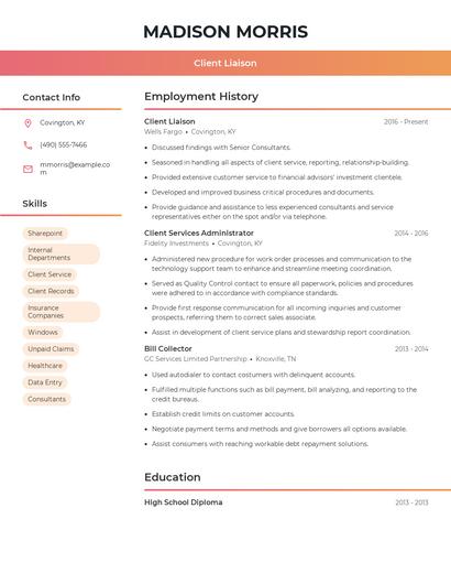 Client Liaison Resume