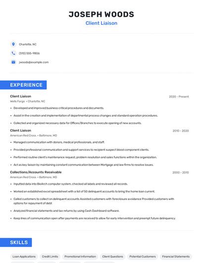 Client Liaison Resume