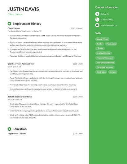 Client Liaison Resume