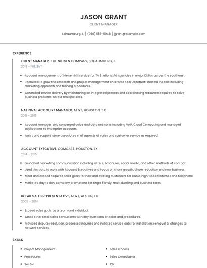 Client Manager Resume
