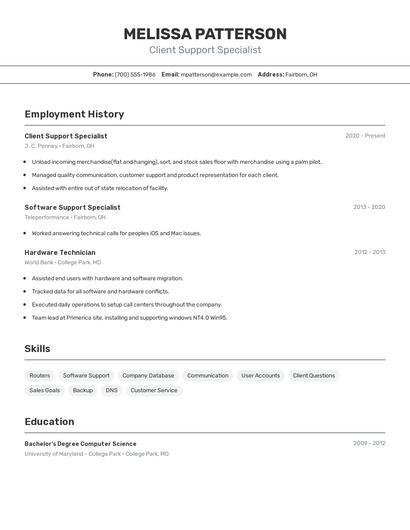 Resume example 2