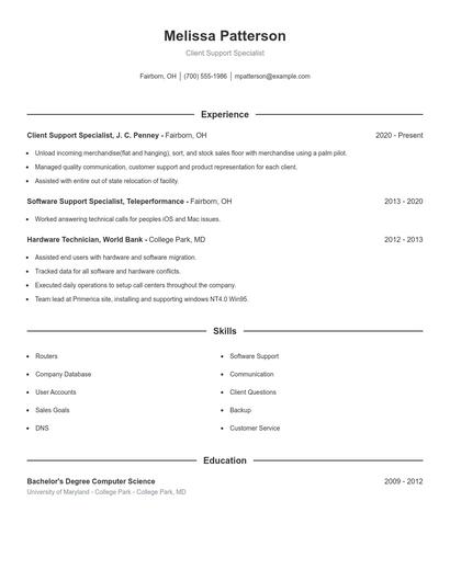 Resume example 1