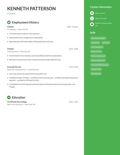 Climber Resume