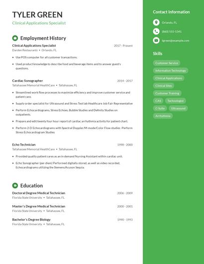 Clinical Applications Specialist Resume