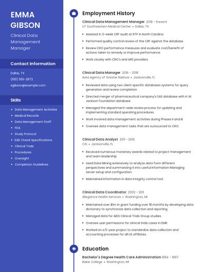 Clinical Data Management Manager Resume
