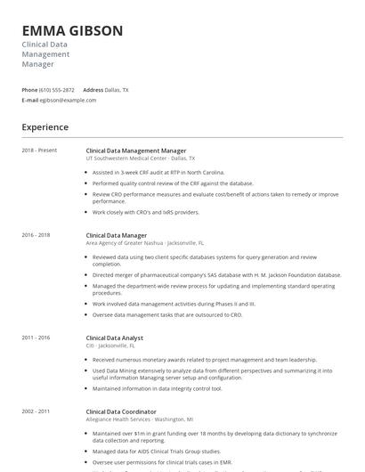 Clinical Data Management Manager Resume