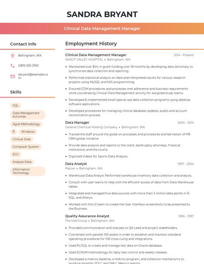 Clinical Data Management Manager Resume
