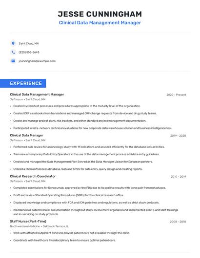 Clinical Data Management Manager Resume