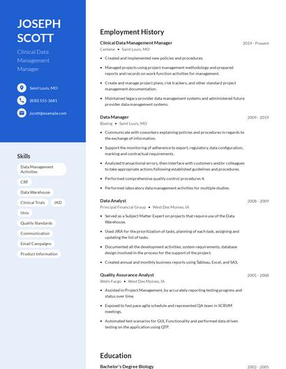 Clinical Data Management Manager Resume