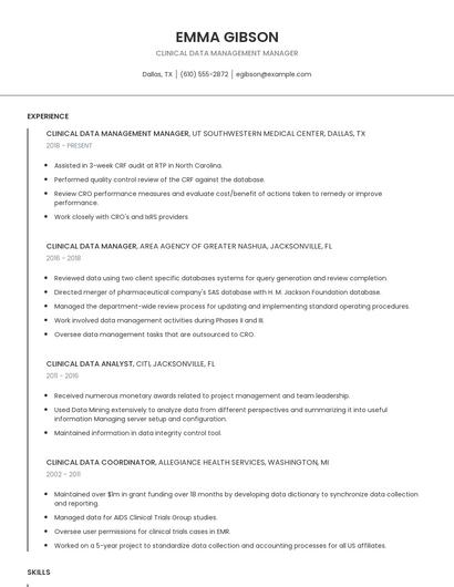 Clinical Data Management Manager Resume