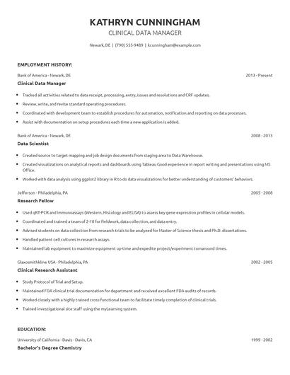 Clinical Data Manager Resume