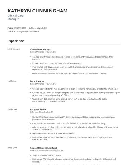 Clinical Data Manager Resume