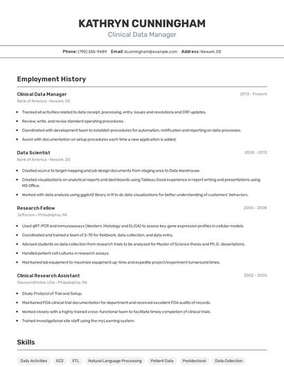 Clinical Data Manager Resume