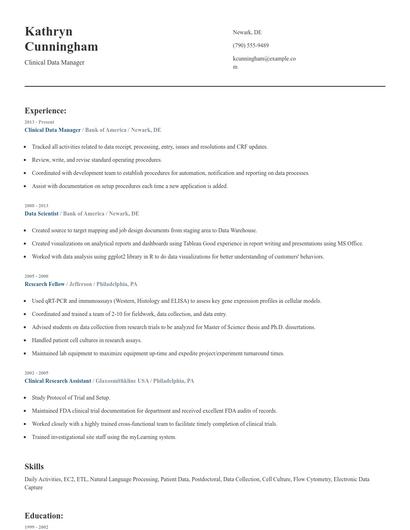 Clinical Data Manager Resume