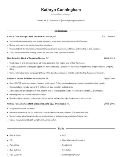 Clinical Data Manager Resume