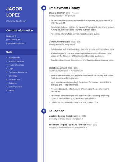 Clinical Dietitian Resume