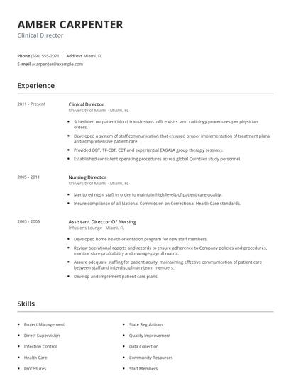 Clinical Director Resume