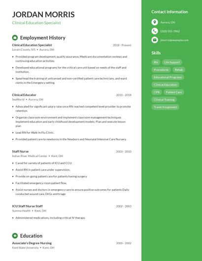 Clinical Education Specialist Resume