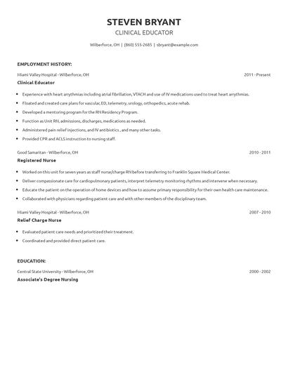 Clinical Educator Resume