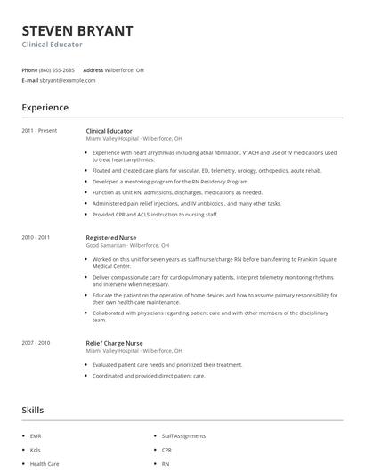 Clinical Educator Resume